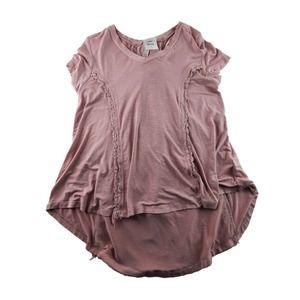 Knox Rose Women's Pale Pink Short Sleeve Crochet Tunic Top Lace Back Boho S